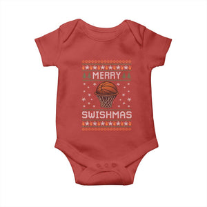 Funny Christmas Basketball Baby Onesie Merry Swishmas Ugly Xmas Swish Technique TS11 Red Print Your Wear