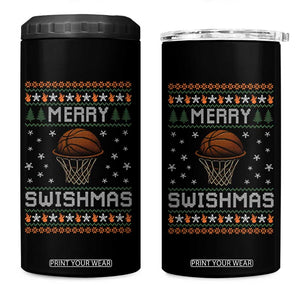 Funny Christmas Basketball 4 in 1 Can Cooler Tumbler Merry Swishmas Ugly Xmas Swish Technique TS11 One Size: 16 oz Black Print Your Wear