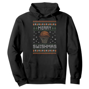Funny Christmas Basketball Hoodie Merry Swishmas Ugly Xmas Swish Technique TS11 Black Print Your Wear