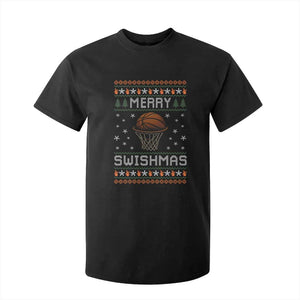 Funny Christmas Basketball T Shirt For Kid Merry Swishmas Ugly Xmas Swish Technique TS11 Black Print Your Wear