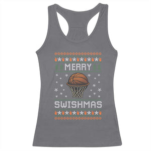 Funny Christmas Basketball Racerback Tank Top Merry Swishmas Ugly Xmas Swish Technique TS11 Charcoal Print Your Wear