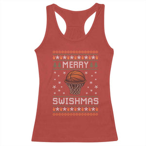 Funny Christmas Basketball Racerback Tank Top Merry Swishmas Ugly Xmas Swish Technique TS11 Red Print Your Wear