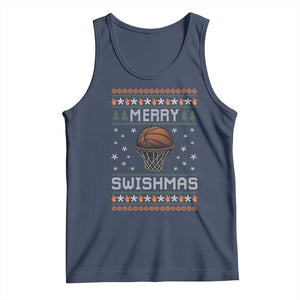 Funny Christmas Basketball Tank Top Merry Swishmas Ugly Xmas Swish Technique TS11 Navy Print Your Wear