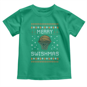 Funny Christmas Basketball Toddler T Shirt Merry Swishmas Ugly Xmas Swish Technique TS11 Irish Green Print Your Wear