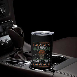 Funny Christmas Basketball Tumbler Cup Merry Swishmas Ugly Xmas Swish Technique TS11 Print Your Wear