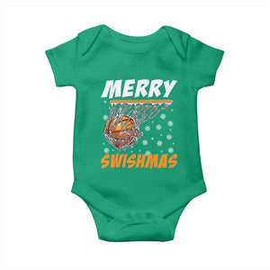 Funny Christmas Basketball Baby Onesie Merry Swishmas Xmas Swish Technique TS11 Irish Green Print Your Wear