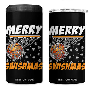 Funny Christmas Basketball 4 in 1 Can Cooler Tumbler Merry Swishmas Xmas Swish Technique TS11 One Size: 16 oz Black Print Your Wear