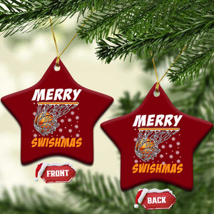 Funny Christmas Basketball Ceramic Ornament Merry Swishmas Xmas Swish Technique TS11 Print Your Wear