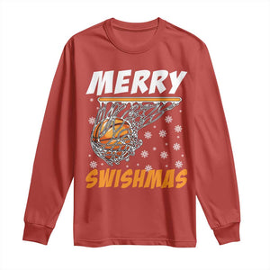 Funny Christmas Basketball Long Sleeve Shirt Merry Swishmas Xmas Swish Technique TS11 Red Print Your Wear