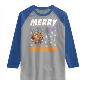 Funny Christmas Basketball Raglan Shirt Merry Swishmas Xmas Swish Technique TS11 Sport Gray Royal Print Your Wear
