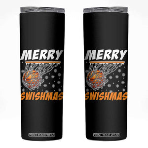 Funny Christmas Basketball Skinny Tumbler Merry Swishmas Xmas Swish Technique TS11 Black Print Your Wear