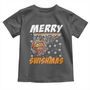 Funny Christmas Basketball Toddler T Shirt Merry Swishmas Xmas Swish Technique TS11 Dark Heather Print Your Wear
