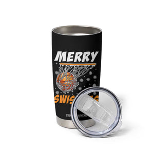 Funny Christmas Basketball Tumbler Cup Merry Swishmas Xmas Swish Technique TS11 Print Your Wear