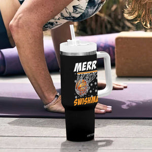 Funny Christmas Basketball Tumbler With Handle Merry Swishmas Xmas Swish Technique TS11 Print Your Wear