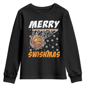Funny Christmas Basketball Youth Sweatshirt Merry Swishmas Xmas Swish Technique TS11 Black Print Your Wear