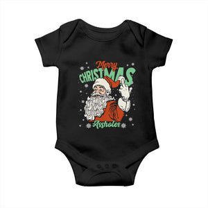 Funny Merry Christmas Assholes Baby Onesie Xmas Naughty Santa Adult Jokes TS11 Black Print Your Wear