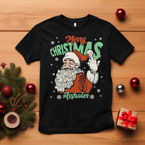 Funny Merry Christmas Assholes T Shirt Xmas Naughty Santa Adult Jokes TS11 Black Print Your Wear