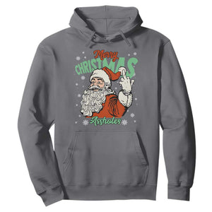 Funny Merry Christmas Assholes Hoodie Xmas Naughty Santa Adult Jokes TS11 Charcoal Print Your Wear