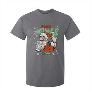 Funny Merry Christmas Assholes T Shirt For Kid Xmas Naughty Santa Adult Jokes TS11 Charcoal Print Your Wear