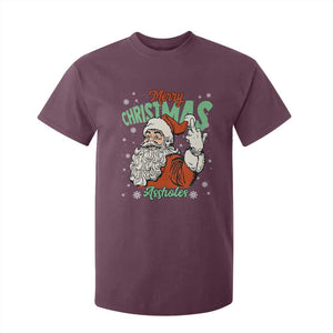 Funny Merry Christmas Assholes T Shirt For Kid Xmas Naughty Santa Adult Jokes TS11 Maroon Print Your Wear