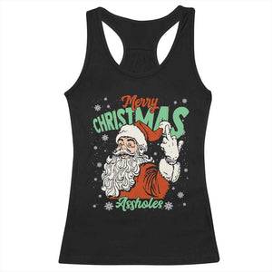 Funny Merry Christmas Assholes Racerback Tank Top Xmas Naughty Santa Adult Jokes TS11 Black Print Your Wear