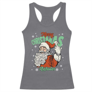 Funny Merry Christmas Assholes Racerback Tank Top Xmas Naughty Santa Adult Jokes TS11 Charcoal Print Your Wear