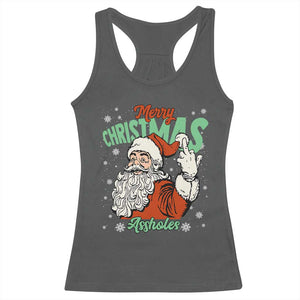 Funny Merry Christmas Assholes Racerback Tank Top Xmas Naughty Santa Adult Jokes TS11 Dark Heather Print Your Wear