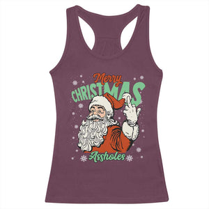 Funny Merry Christmas Assholes Racerback Tank Top Xmas Naughty Santa Adult Jokes TS11 Maroon Print Your Wear