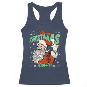 Funny Merry Christmas Assholes Racerback Tank Top Xmas Naughty Santa Adult Jokes TS11 Navy Print Your Wear