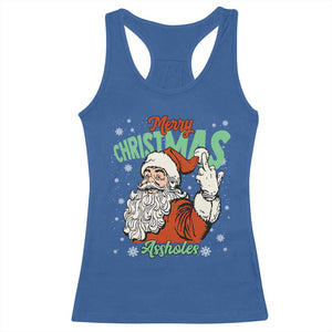 Funny Merry Christmas Assholes Racerback Tank Top Xmas Naughty Santa Adult Jokes TS11 Royal Blue Print Your Wear