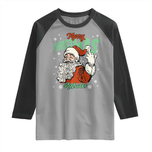 Funny Merry Christmas Assholes Raglan Shirt Xmas Naughty Santa Adult Jokes TS11 Sport Gray Black Print Your Wear