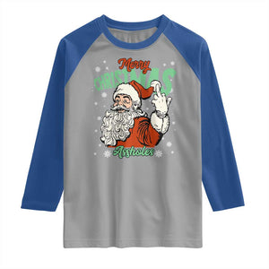 Funny Merry Christmas Assholes Raglan Shirt Xmas Naughty Santa Adult Jokes TS11 Sport Gray Royal Print Your Wear