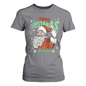 Funny Merry Christmas Assholes T Shirt For Women Xmas Naughty Santa Adult Jokes TS11 Charcoal Print Your Wear