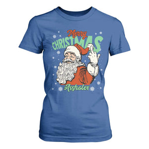 Funny Merry Christmas Assholes T Shirt For Women Xmas Naughty Santa Adult Jokes TS11 Royal Blue Print Your Wear
