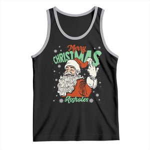 Funny Merry Christmas Assholes Tank Top Xmas Naughty Santa Adult Jokes TS11 Black Athletic Heather Print Your Wear