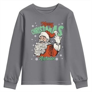 Funny Merry Christmas Assholes Youth Sweatshirt Xmas Naughty Santa Adult Jokes TS11 Charcoal Print Your Wear