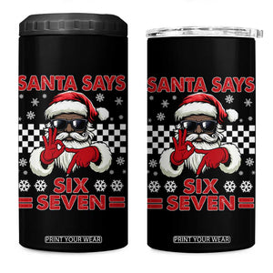 67 African American Santa Christmas 4 in 1 Can Cooler Tumbler Funny Santa Says Six Seven Meme Gen Alpha Slang TS11 One Size: 16 oz Black Print Your Wear