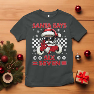 67 African American Santa Christmas T Shirt Funny Santa Says Six Seven Meme Gen Alpha Slang TS11 Dark Heather Print Your Wear