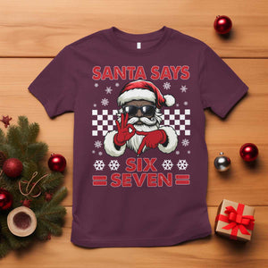 67 African American Santa Christmas T Shirt Funny Santa Says Six Seven Meme Gen Alpha Slang TS11 Maroon Print Your Wear