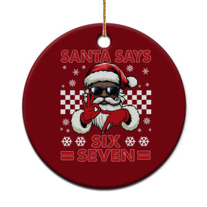 67 African American Santa Xmas Ceramic Ornament Funny Santa Says Six Seven Meme Gen Alpha Slang TS11 1pc Red Print Your Wear