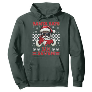 67 African American Santa Christmas Hoodie Funny Santa Says Six Seven Meme Gen Alpha Slang TS11 Dark Forest Green Print Your Wear