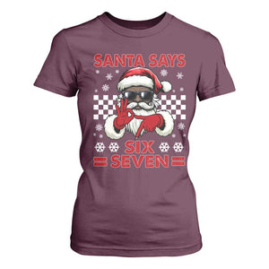 67 African American Santa Christmas T Shirt For Women Funny Santa Says Six Seven Meme Gen Alpha Slang TS11 Maroon Print Your Wear