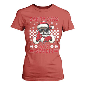 67 African American Santa Christmas T Shirt For Women Funny Santa Says Six Seven Meme Gen Alpha Slang TS11 Red Print Your Wear