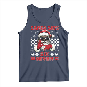 67 African American Santa Christmas Tank Top Funny Santa Says Six Seven Meme Gen Alpha Slang TS11 Navy Print Your Wear
