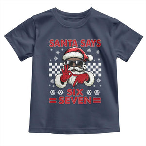 67 African American Santa Christmas Toddler T Shirt Funny Santa Says Six Seven Meme Gen Alpha Slang TS11 Navy Print Your Wear
