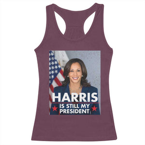 Kamala Supporter 2024 Racerback Tank Top Harris Is Still My President American Flag TS11 Maroon Print Your Wear