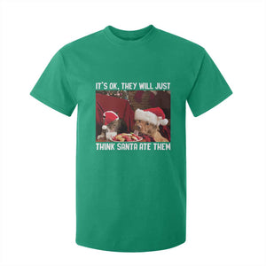 Funny Christmas Dog And Cat T Shirt For Kid It's Ok They Will Just Think Santa Ate Them TS11 Irish Green Print Your Wear