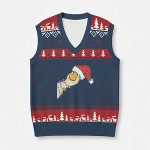 Funny Xmas Silly Goose Festive Holiday V-Neck Knit Sweater Vest TS11 Navy Red Print Your Wear