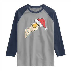 Funny Christmas Silly Goose Festive Holiday Raglan Shirt TS11 Sport Gray Navy Print Your Wear