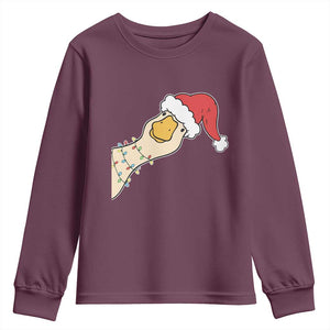Funny Christmas Silly Goose Festive Holiday Youth Sweatshirt TS11 Maroon Print Your Wear